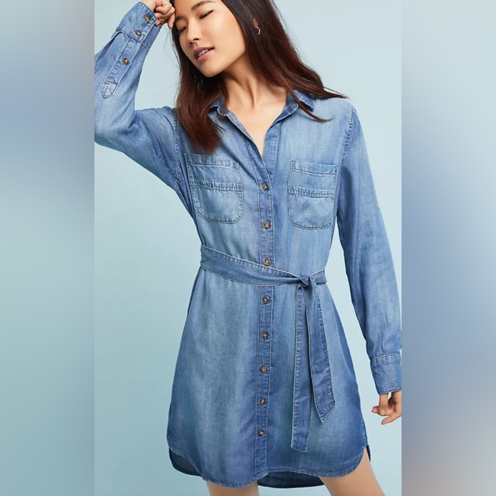Anthropologie Blue Denim Midi Dress